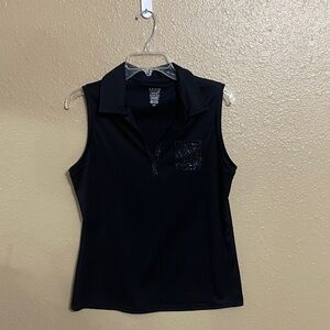 Izod Black Sleeveless Blouse with Sequin Pocket